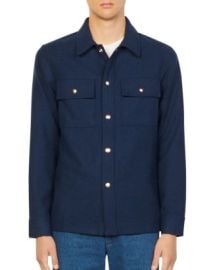 Sandro H21 Wool Blend Solid Regular Fit Button Down Shirt Jacket Bloomingdales at Bloomingdales