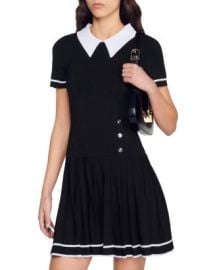 Sandro Hirondelle Contrast Trim Pleated Mini Dress Bloomingdales at Bloomingdales