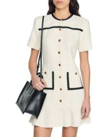 Sandro Jaipur Grosgrain Trim Tweed Mini Dress Bloomingdales at Bloomingdales