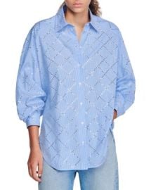 Sandro Janeiro Poplin Rhinestone Shirt Bloomingdales at Bloomingdales