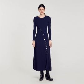 Sandro Jared Long Sleeve Asymmetric Front Maxi Dress at Sandro