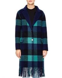 Sandro Joie Fringed Buffalo Plaid Coat Women - Bloomingdale s at Bloomingdales