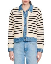 Sandro Layered Look Striped Cardigan Bloomingdales at Bloomingdales