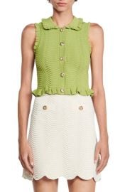 Sandro Lina Ruffle Sleeveless Crop Sweater at Nordstrom