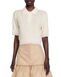 Sandro Loire Pointelle Cropped Polo Top Bloomingdales at Bloomingdales