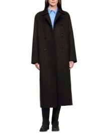Sandro Long Wool and Leather Coat Bloomingdalex27s Women at Bloomingdales