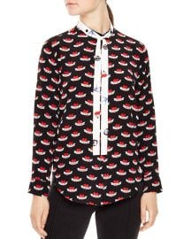 Sandro Maika Tattoo print Silk Shirt  at Bloomingdales