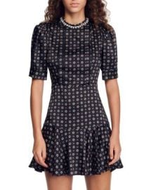 Sandro Mardi Embellished Ruffled Hem Dress Bloomingdales at Bloomingdales