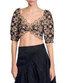 Sandro Mathie Eyelet Cropped Top Bloomingdales at Bloomingdales