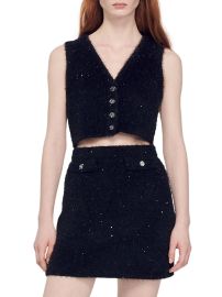 Sandro Michou Crop Sweater Vest and Skirt at Nordstrom