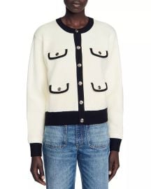 Sandro Murcie Flap Pocket Cardigan Sweater Bloomingdales at Bloomingdales