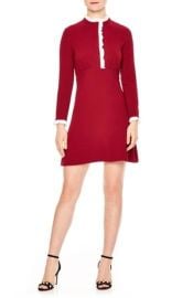 Sandro Natalia Ruffle Trim Dress in Burgundy at Nordstrom