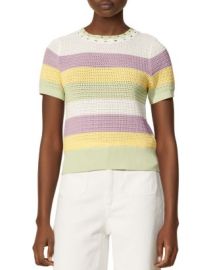 Sandro Ninon Striped Short Sleeve Sweater Bloomingdales at Bloomingdales