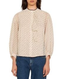 Sandro Noelle Ruffle Dotted Top     Bloomingdales at Bloomingdales