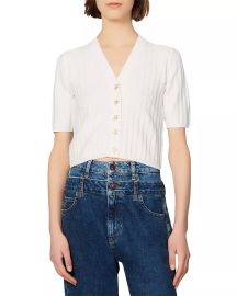 Sandro Nolan Cropped Rib Knit Sweater Bloomingdales at Bloomingdales