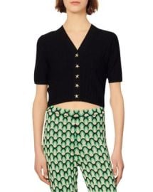 Sandro Nolan Cropped Rib Knit Sweater Bloomingdales at Bloomingdales