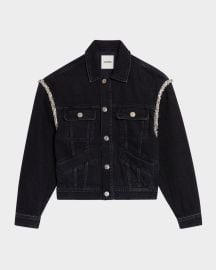 Sandro Paloma Embellished Faded Denim Jacket at Neiman Marcus