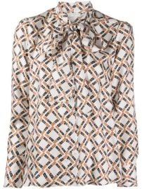 Sandro Paris geometric-print Pussy Bow Shirt - Farfetch at Farfetch