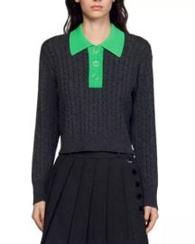 Sandro Reno Contrast Collar Sweater Bloomingdales at Bloomingdales