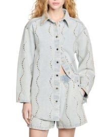 Sandro Rhinestone Denim Shirt Bloomingdales at Bloomingdales