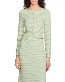 Sandro Rhinestone embellished cardigan in almond green at Bloomingdales