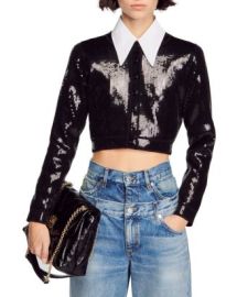 Sandro Riba Sequined Cropped Cardigan Bloomingdales at Bloomingdales