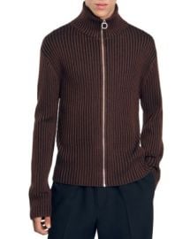 Sandro Ribbed Knit Full Zip Cardigan Bloomingdales at Bloomingdales