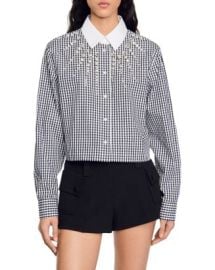 Sandro Rockfall Gingham Embellished Shirt Bloomingdales at Bloomingdales