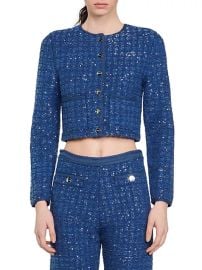 Sandro Sandro Sequin Embellished Cropped Jacket at Saks Fifth Avenue