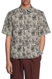 Sandro Sea Urchin Short Sleeve Lyocell Linen Button Up Shirt at Nordstrom