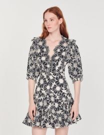 Sandro Short Dress in Embroidered Fabric at Sandro