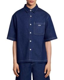 Sandro Short Sleeve Denim Shirt Bloomingdales at Bloomingdales