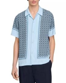 Sandro Short Sleeved Patterned Shirt Bloomingdales at Bloomingdales