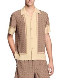 Sandro Short Sleeved Patterned Shirt in Hazel at Nordstrom
