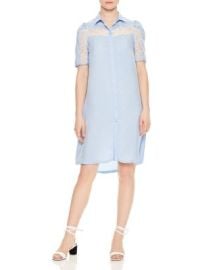 Sandro Slade Lace-Inset Button-Down Shirt Dress Bloomingdales at Bloomingdales