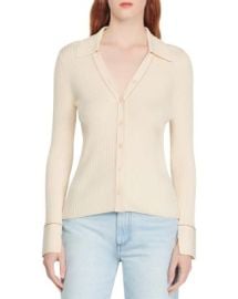 Sandro Spread Collar Ribbed Cardigan Bloomingdales at Bloomingdales