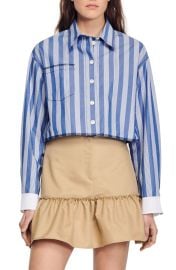 Sandro Stripe Crop Shirt at Nordstrom