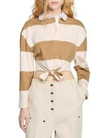Sandro Striped Polo Neck T-shirt Bloomingdales at Bloomingdales