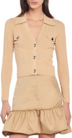 Sandro Suzie Ribbed Collared Cardigan at Nordstrom