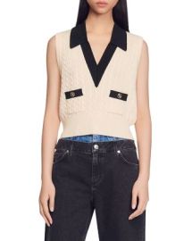 Sandro Suzy Cable Knit Sweater Vest Bloomingdales at Bloomingdales