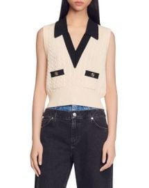 Sandro Suzy Cable Knit Sweater Vest Bloomingdales at Bloomingdales