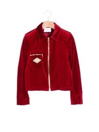 Sandro Velour Jacket with Embroidered Patch at Sandro