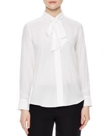 Sandro aline Tie-Neck Silk Shirt at Bloomingdales