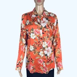 Sandwashed Satin Floral Print Shirt Button Shirt at eBay