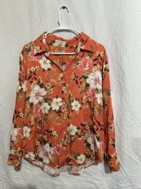 Sandwashed Satin Floral Print Shirt Button Shirt at eBay