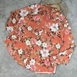 Sandwashed Satin Floral Print Shirt Button Shirt at eBay