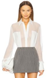 Sans Faff Flore Silk Shirt In White at Revolve