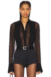 Sans Faff Meghan Panelled Silk Blouse In Black at Revolve