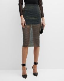 Santa Brands Rhinestone Open Knit Midi Skirt at Neiman Marcus