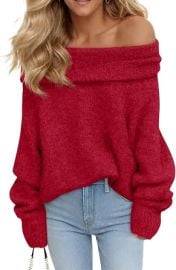 Saodimallsu Womens Off The Shoulder Sweaters Oversized Ribbed Knit Pullover | Off Shoulder TopsLong SleeveLooseFallTrendy Pullover Tops at Amazon